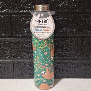 MANNA RETRO INSULATED HOT OR COLD STAINLESS STEEL WATER BOTTLE SLOTH DESIGN
